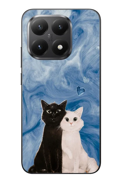 Le Balvo Xiaomi Mi 15T Uyumlu Siyah ve Beyaz Kedi Baskılı Silikon Kılıf ürün görseli 1