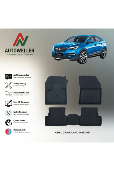 AutoWeller Opel Grandland 2021-2024 Havuzlu 3D TPE Oto Paspas Takımı ürün görseli 1