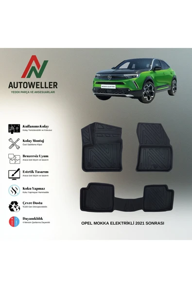 AutoWeller Opel Mokka 2021 Sonrası Elektrikli Havuzlu 3D TPE Oto Paspas Takımı ürün görseli 1