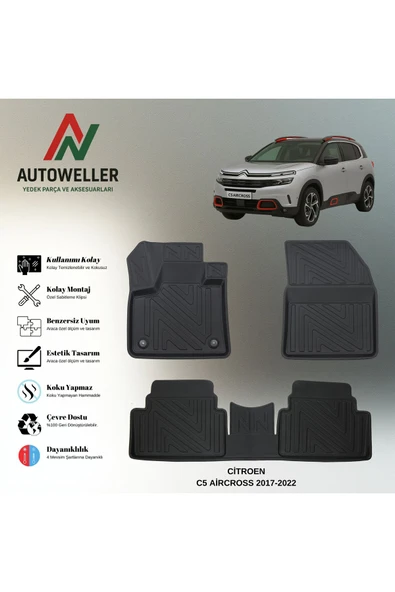 AutoWeller Citroen C5 Aircross 2017-2022 Havuzlu 3D TPE Oto Paspas Takımı ürün görseli 1