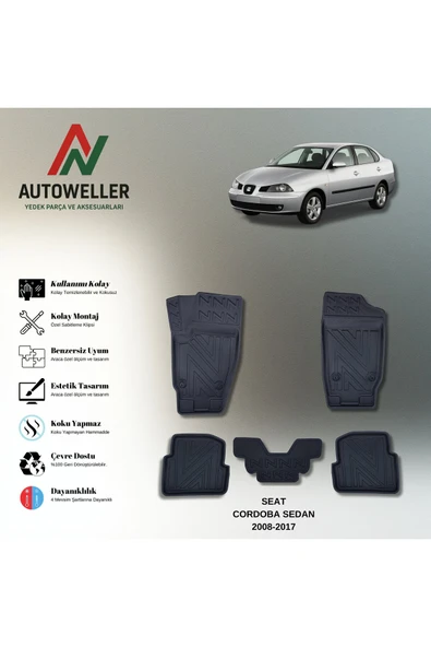 AutoWeller Seat İbiza 2002-2008 Havuzlu 3D TPE Oto Paspas Takımı ürün görseli 1