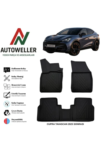 AutoWeller Cupra Tavascan 2023 Sonrası Havuzlu Oto Havuzlu 3D TPE Oto Paspas Takımı ürün görseli 1