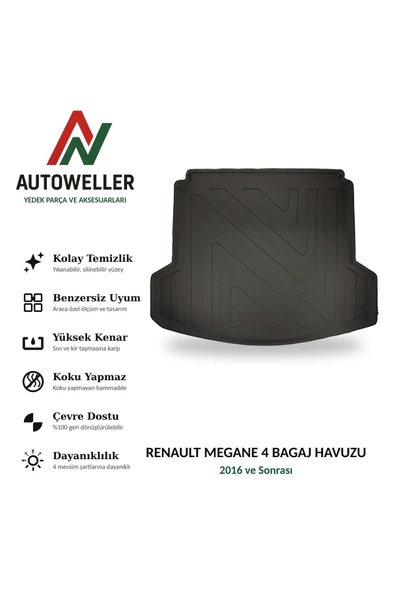 AutoWeller Renault Megane 4 2016 Sonrası Bagaj Havuzu | Sedan - Çift Cepli ürün görseli 1