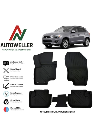 AutoWeller Mitsubishi Outlander 2013-2018 Havuzlu Oto Havuzlu 3D TPE Oto Paspas Takımı ürün görseli 1