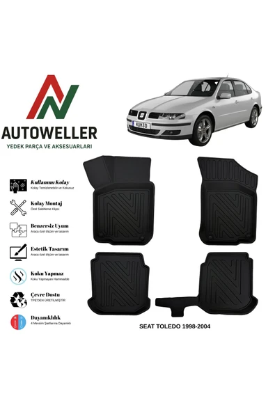 AutoWeller Seat Toledo 1998-2004 Havuzlu Oto Havuzlu 3D TPE Oto Paspas Takımı ürün görseli 1