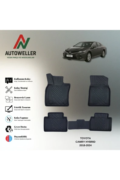 AutoWeller Toyota Camry Hybrid 2018-2024 Havuzlu 3D TPE Oto Paspas Takımı ürün görseli 1