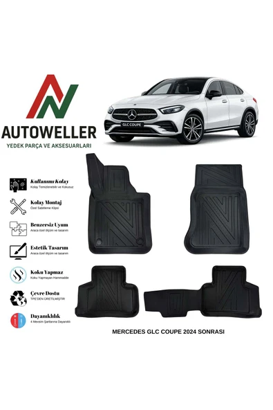 AutoWeller Mercedes Glc Coupe 2024 Sonrası Havuzlu Oto Havuzlu 3D TPE Oto Paspas Takımı ürün görseli 1