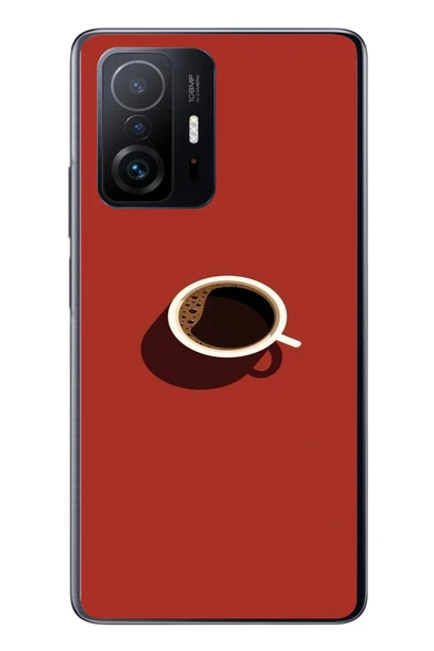 Le Balvo Xiaomi Mi 11 T-11 T Pro Uyumlu Sade Kahve Kupası Baskılı Silikon Kılıf ürün görseli 1