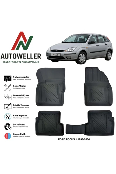 AutoWeller Ford Focus 1998-2004 Havuzlu Oto Havuzlu 3D TPE Oto Paspas Takımı ürün görseli 1