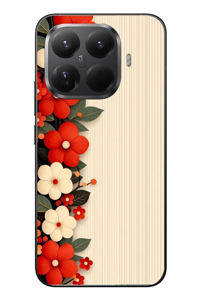 Le Balvo Xiaomi Mi 15T Pro Uyumlu Kırmızı Beyaz Çiçekler Baskılı Silikon Kılıf ürün görseli 1