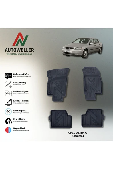 AutoWeller Opel Astra G 1998-2004 Havuzlu 3D TPE Oto Paspas Takımı ürün görseli 1