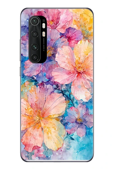 Le Balvo Xiaomi Mi 10 Lite Uyumlu Yağlı Boya Çiçekler Baskılı Silikon Kılıf ürün görseli 1
