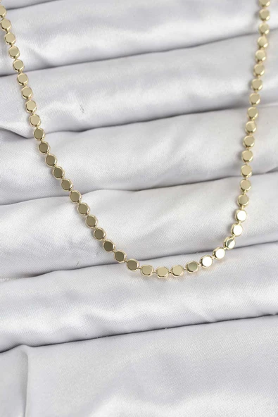 316L Çelik Zincir Gold Renk Ezme Zincir Model 45 cm Kadın Kolye - TJ-BKO10777 ürün görseli 1