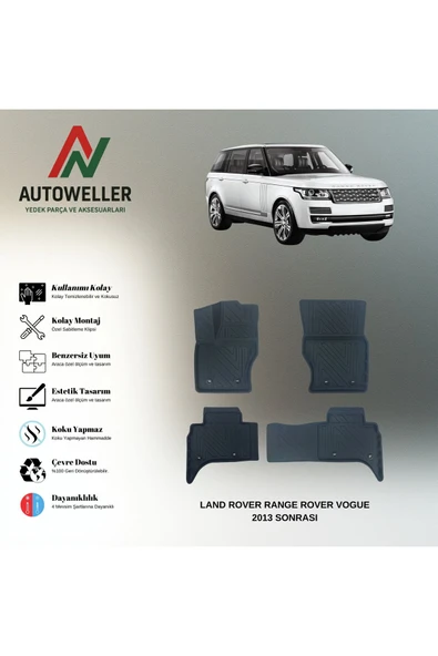 AutoWeller Land Rover Range Rover Vogue 2013 Sonrası Havuzlu 3D TPE Oto Paspas Takımı ürün görseli 1