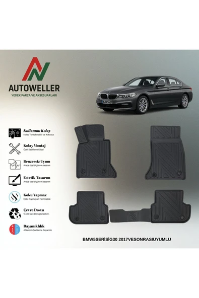 AutoWeller BMW 5 Serisi G30 2016-2023 Havuzlu 3D TPE Oto Paspas Takımı ürün görseli 1