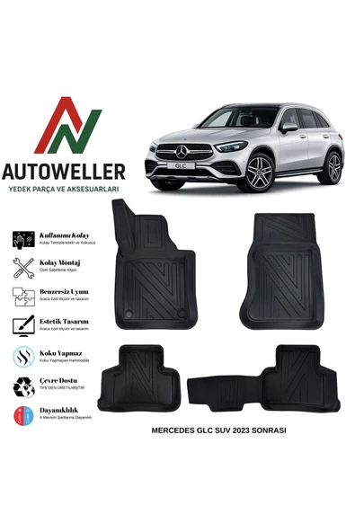 AutoWeller Mercedes-Benz GLC SUV 2023 Sonrası Havuzlu Oto Havuzlu 3D TPE Oto Paspas Takımı ürün görseli 1