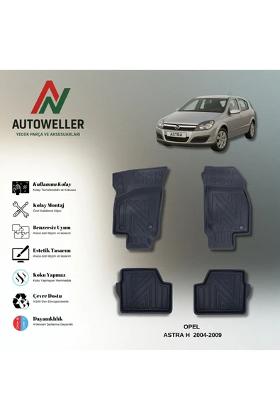AutoWeller Opel Astra H 2004-2013 Havuzlu 3D TPE Oto Paspas Takımı ürün görseli 1