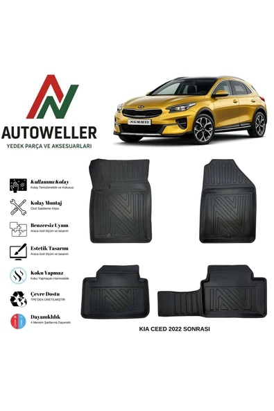 AutoWeller Kia XCeed 2019 Sonrası Havuzlu Oto Havuzlu 3D TPE Oto Paspas Takımı ürün görseli 1