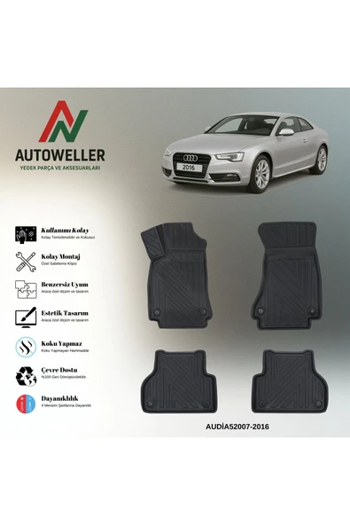 AutoWeller Audi A5 2007-2016 Havuzlu 3D TPE Oto Paspas Takımı ürün görseli 1