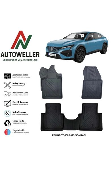 AutoWeller Peugeot 408 2023 Sonrası Havuzlu Oto Havuzlu 3D TPE Oto Paspas Takımı ürün görseli 1