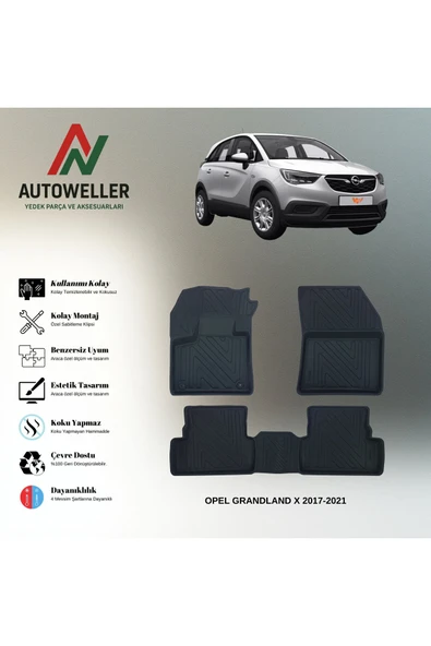 AutoWeller Opel Grandland X 2017-2021 Havuzlu 3D TPE Oto Paspas Takımı ürün görseli 1