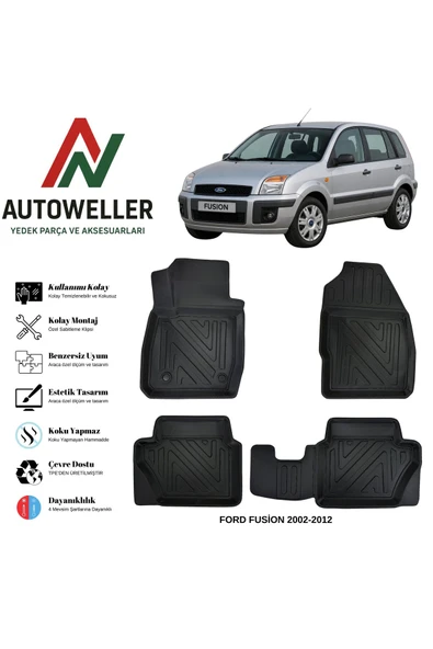 AutoWeller Ford Fusion 2002-2012 Havuzlu Oto Havuzlu 3D TPE Oto Paspas Takımı ürün görseli 1