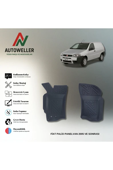 AutoWeller Fiat Palio 2003-2011 Panelvan 3 Kapı Havuzlu 3D TPE Oto Paspas Takımı ürün görseli 1