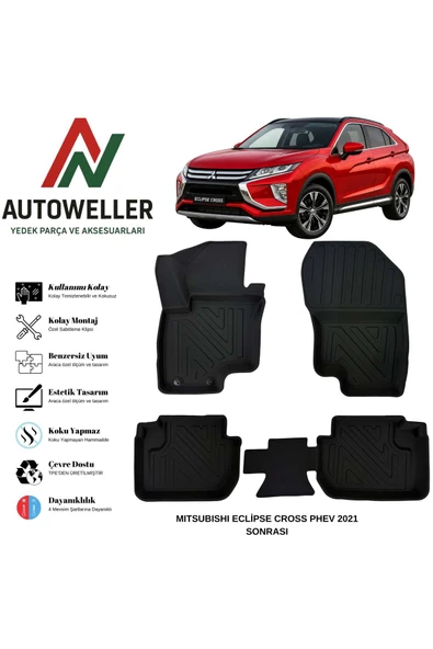 AutoWeller Mitsubishi Eclipse Cross Phev 2021 Sonrası Havuzlu Oto Havuzlu 3D TPE Oto Paspas Takımı ürün görseli 1