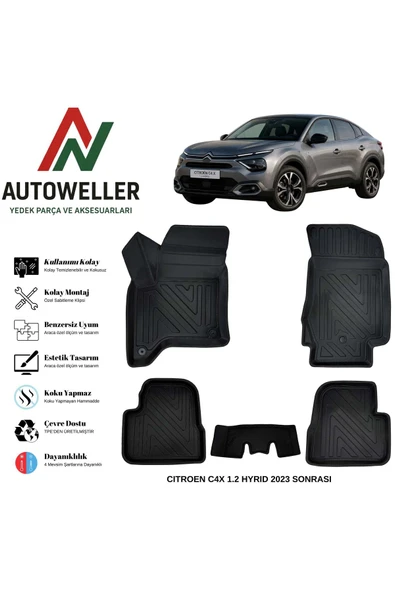 AutoWeller Citroen C4X 2023 Sonrası Havuzlu Oto 1.2 Hybrid Havuzlu 3D TPE Oto Paspas Takımı ürün görseli 1