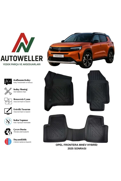 AutoWeller Opel Frontera MHEV 2025 Sonrası Havuzlu Oto Havuzlu 3D TPE Oto Paspas Takımı ürün görseli 1