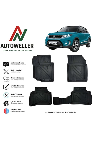 AutoWeller Suzuki Vitara 2015-2025 Havuzlu Oto Havuzlu 3D TPE Oto Paspas Takımı ürün görseli 1