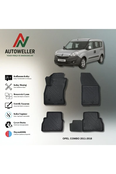 AutoWeller Opel Combo 2011-2018 Combi Havuzlu 3D TPE Oto Paspas Takımı ürün görseli 1