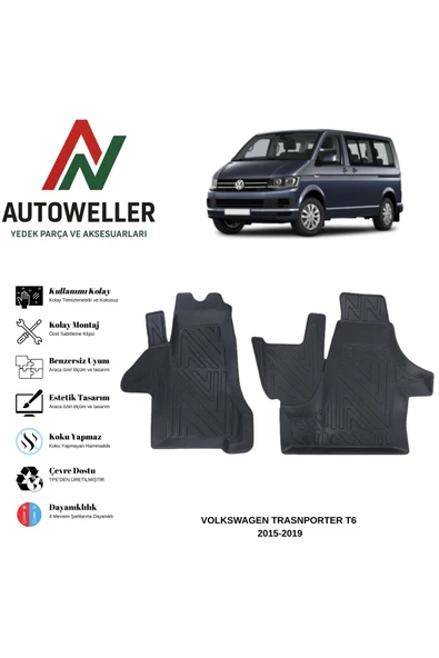 AutoWeller Volkswagen Transporter T6 2015-2019 Havuzlu Oto Havuzlu 3D TPE Oto Paspas Takımı ürün görseli 1