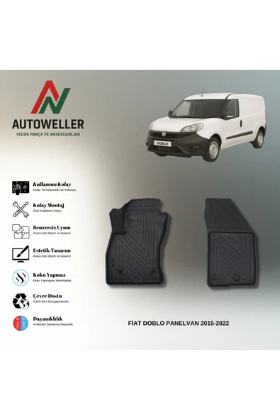 AutoWeller Fiat Doblo 2015-2022 Panelvan Havuzlu 3D TPE Oto Paspas Takımı ürün görseli 1