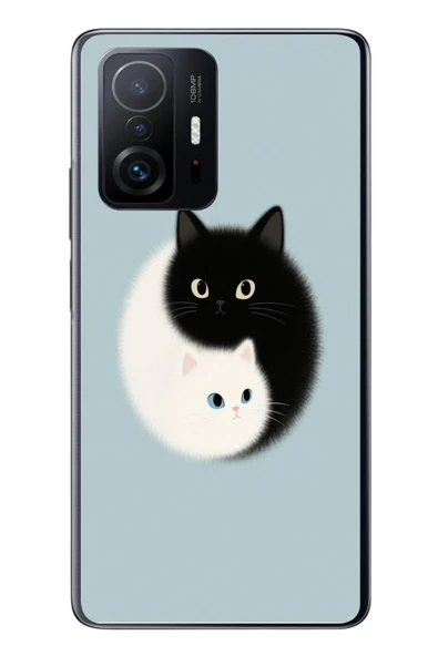 Le Balvo Xiaomi Mi 11 T-11 T Pro Uyumlu Yin Yang Kediler Baskılı Silikon Kılıf ürün görseli 1