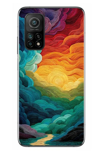 Le Balvo Xiaomi Mi 10 T Uyumlu Gün Doğumu ve Batımı Baskılı Silikon Kılıf ürün görseli 1