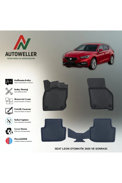 AutoWeller Seat Leon 2020 Sonrası e-Tsi Havuzlu 3D TPE Oto Paspas Takımı ürün görseli 1