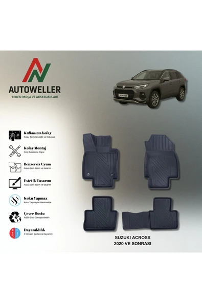 AutoWeller Suzuki Across 2020 Sonrası Havuzlu 3D TPE Oto Paspas Takımı ürün görseli 1