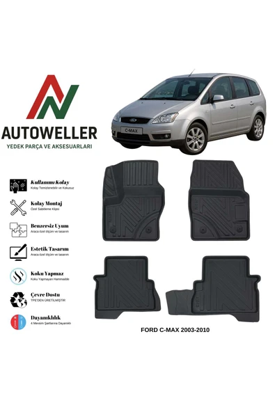 AutoWeller Ford C-Max 2003-2010 Havuzlu Oto Havuzlu 3D TPE Oto Paspas Takımı ürün görseli 1