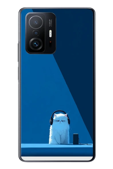 Le Balvo Xiaomi Mi 11 T-11 T Pro Uyumlu Kulaklı Kedi Baskılı Silikon Kılıf ürün görseli 1