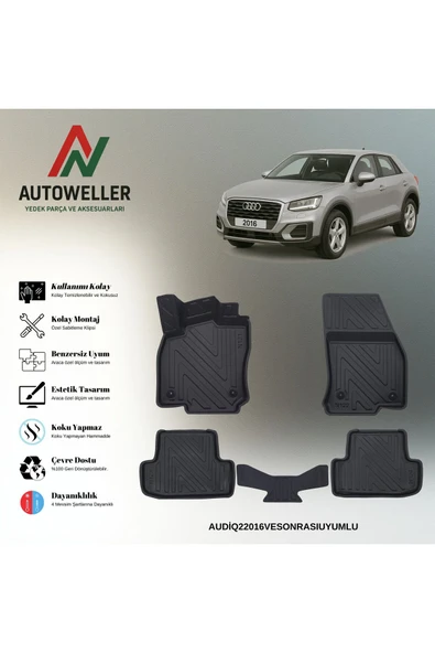 AutoWeller Audi Q2 2016 Sonrası Havuzlu 3D TPE Oto Paspas Takımı ürün görseli 1