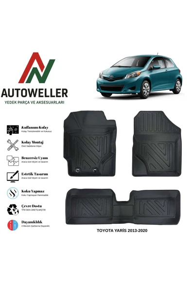 AutoWeller Toyota Yaris 2013-2020 Havuzlu Oto Havuzlu 3D TPE Oto Paspas Takımı ürün görseli 1
