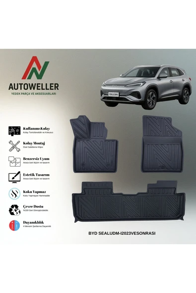 AutoWeller Byd Seal U DM-i 2023 Sonrası Havuzlu 3D TPE Oto Paspas Takımı ürün görseli 1