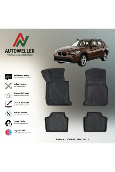 AutoWeller BMW X1 2009-2015 Havuzlu 3D TPE Oto Paspas Takımı ürün görseli 1