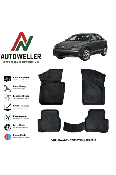 AutoWeller Volkswagen Passat B6 2005-2010 Havuzlu Oto Havuzlu 3D TPE Oto Paspas Takımı ürün görseli 1