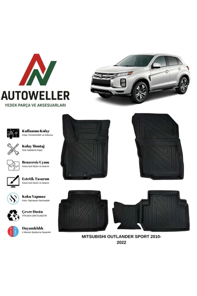 AutoWeller Mitsubishi Outlander Sport 2010-2022 Havuzlu Oto Havuzlu 3D TPE Oto Paspas Takımı ürün görseli 1