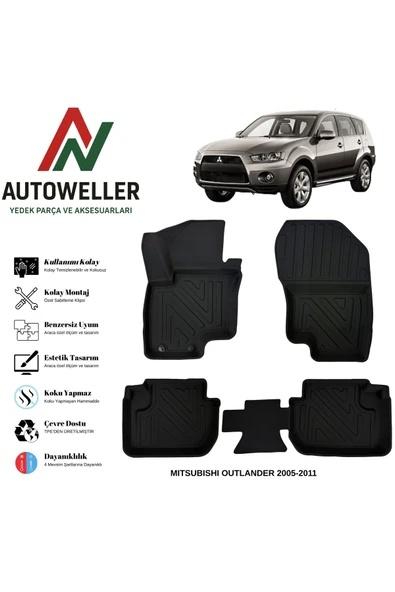 AutoWeller Mitsubishi Outlander 2005-2011 Havuzlu Oto Havuzlu 3D TPE Oto Paspas Takımı ürün görseli 1
