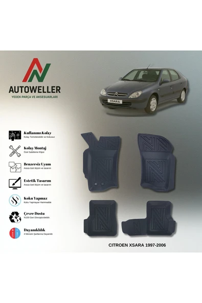 AutoWeller Citroen Xsara 1997-2006 Havuzlu 3D TPE Oto Paspas Takımı ürün görseli 1
