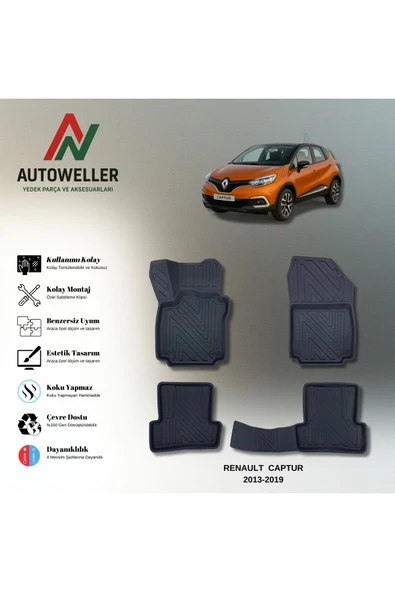 AutoWeller Renault Captur 2013-2019 Havuzlu 3D TPE Oto Paspas Takımı ürün görseli 1
