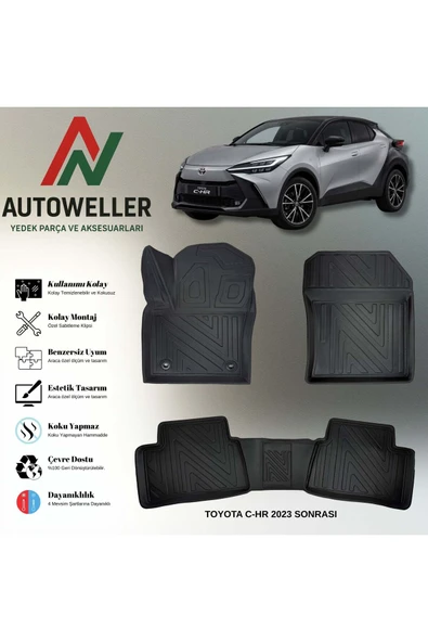 AutoWeller Toyota C-HR 2023 Sonrası Havuzlu 3D TPE Oto Paspas Takımı ürün görseli 1